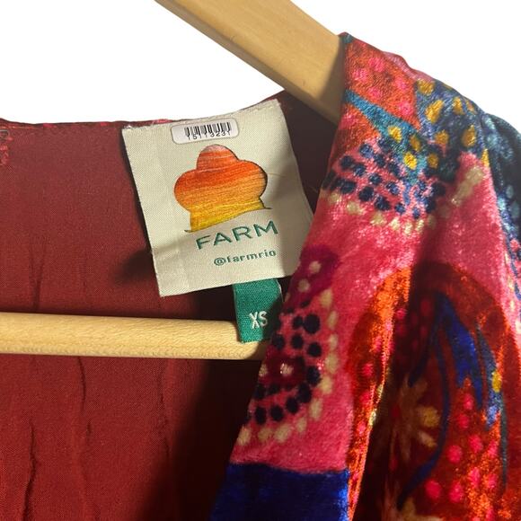 Farm Rio Snake Garden Red Velvet Floral Print V-Neck Long Sleeve Jumpsuit Sz XS - Picture 7 of 16